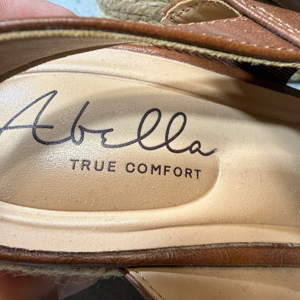 Abella Wedge Sandals Women Size 8.5 Brown Espadrille Platform True Comfort Shoes
